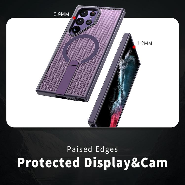 For Galaxy S22 Ultra 5G Honeycomb Cooling MagSafe Holder Phone Case