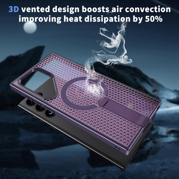 For Galaxy S22 Ultra 5G Honeycomb Cooling MagSafe Holder Phone Case