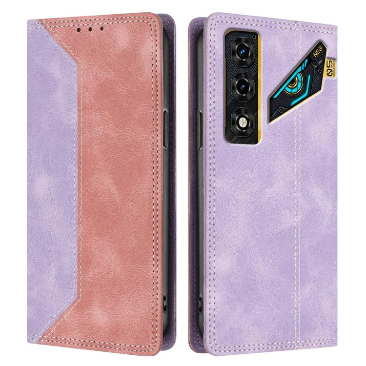For ZTE nubia Neo 5 Skin Feel Two-tone RFID Blocking Vegan Leather Phone Case