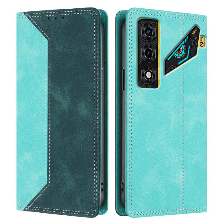 For ZTE nubia Neo 5 Pro Skin Feel Two-tone RFID Blocking Vegan Leather Phone Case