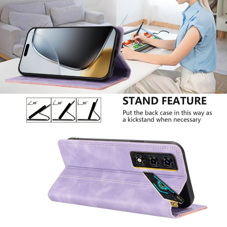 For ZTE nubia Neo 5 Pro Skin Feel Two-tone RFID Blocking Vegan Leather Phone Case