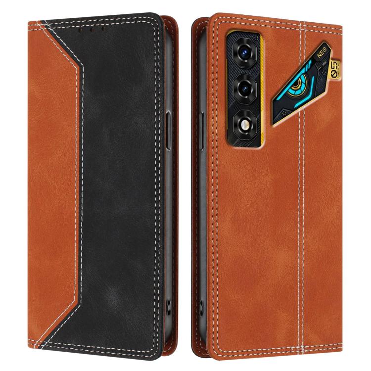 For ZTE nubia Neo 5 Pro Skin Feel Two-tone RFID Blocking Vegan Leather Phone Case