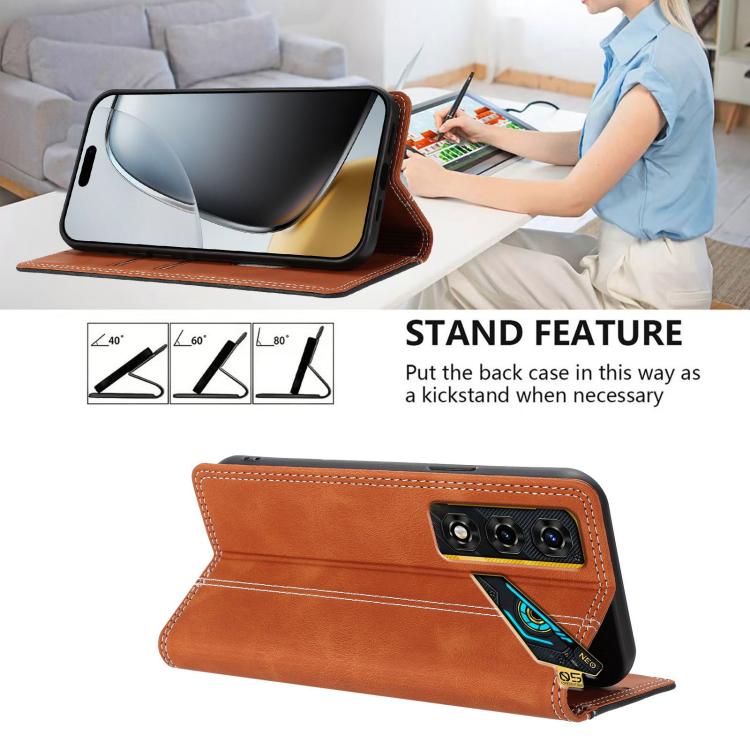For ZTE nubia Neo 5 Pro Skin Feel Two-tone RFID Blocking Vegan Leather Phone Case