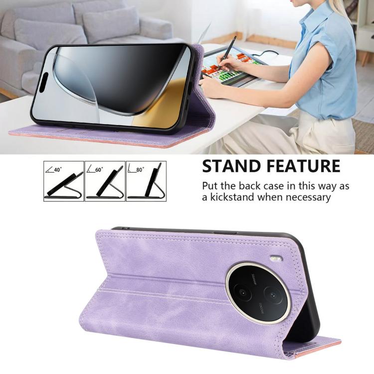 For vivo Y600 Pro Skin Feel Two-tone RFID Blocking Vegan Leather Phone Case