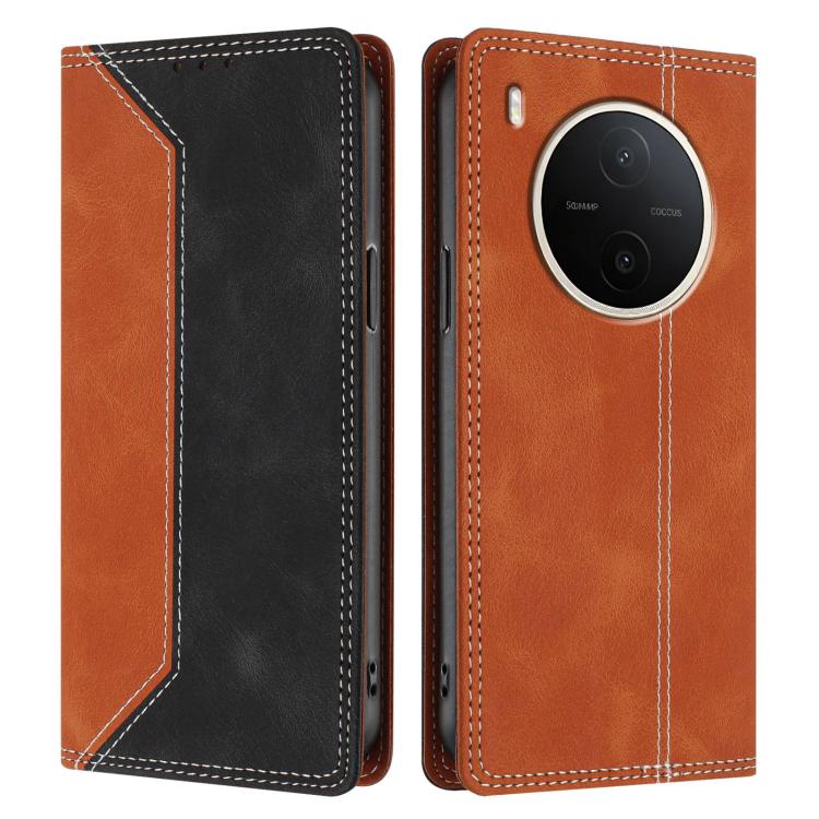 For vivo Y600 Pro Skin Feel Two-tone RFID Blocking Vegan Leather Phone Case
