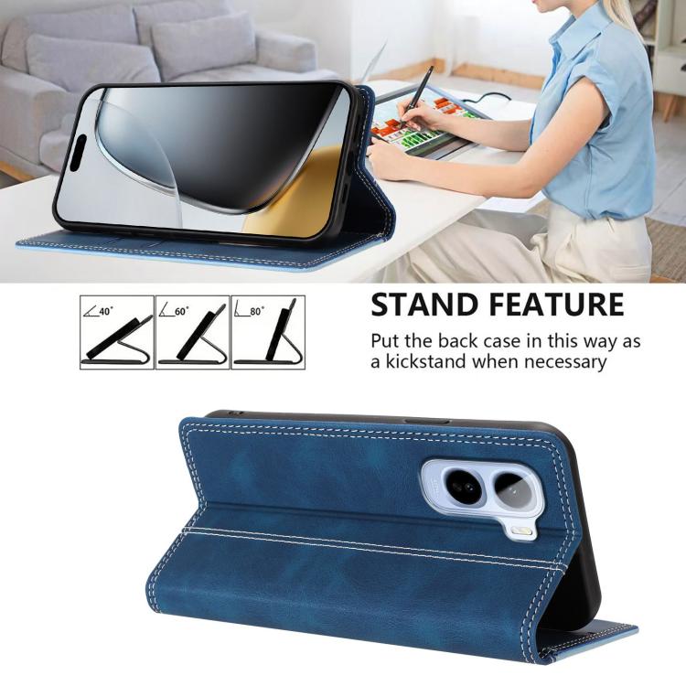 For vivo T5 Pro Skin Feel Two-tone RFID Blocking Vegan Leather Phone Case