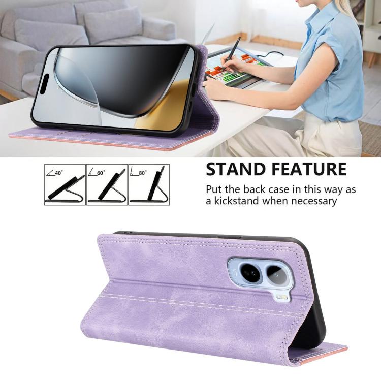 For vivo T5 Pro Skin Feel Two-tone RFID Blocking Vegan Leather Phone Case