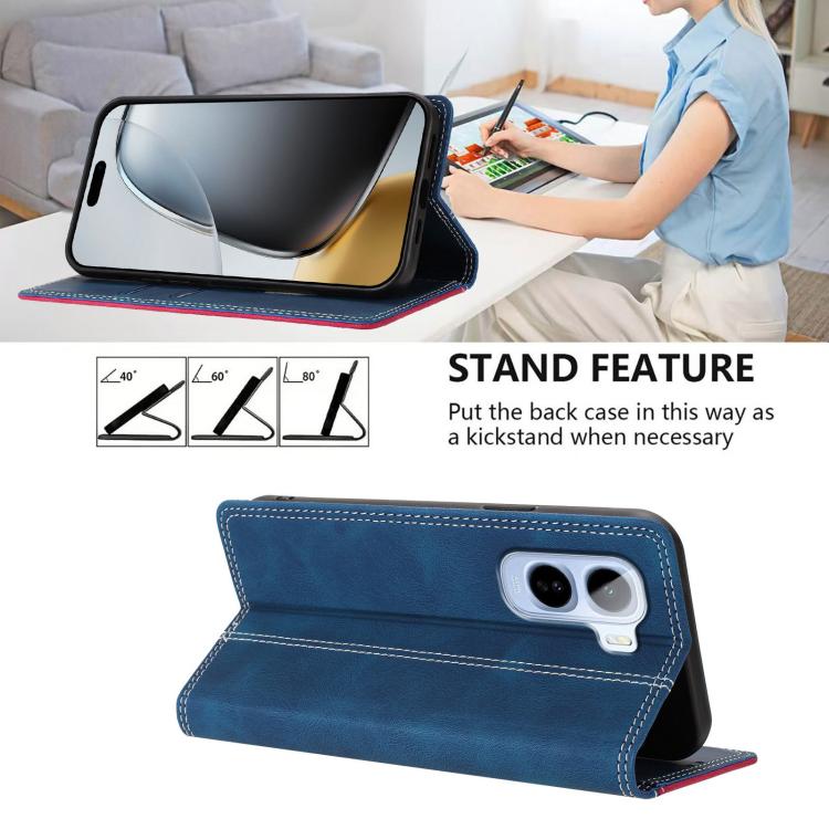 For vivo T5 Pro Skin Feel Two-tone RFID Blocking Vegan Leather Phone Case