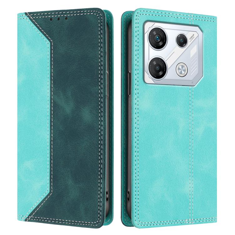 For Infinix GT 10 Pro Skin Feel Two-tone RFID Blocking Vegan Leather Phone Case