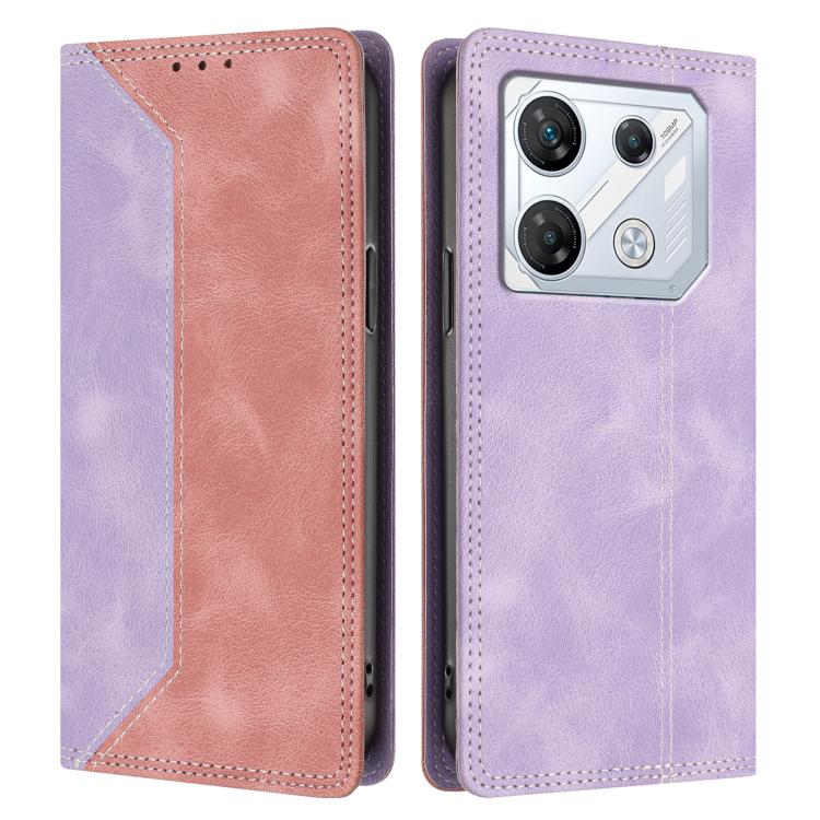 For Infinix GT 10 Pro Skin Feel Two-tone RFID Blocking Vegan Leather Phone Case
