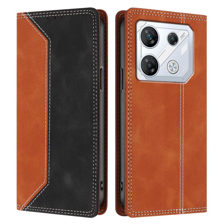 For Infinix GT 10 Pro Skin Feel Two-tone RFID Blocking Vegan Leather Phone Case