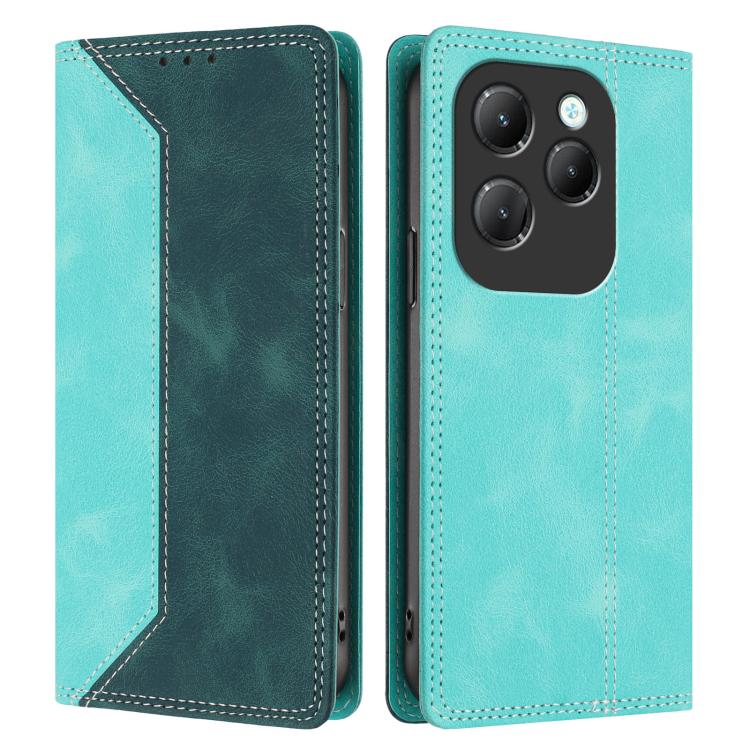 For Infinix Hot 40 / 40 Pro Skin Feel Two-tone RFID Blocking Vegan Leather Phone Case