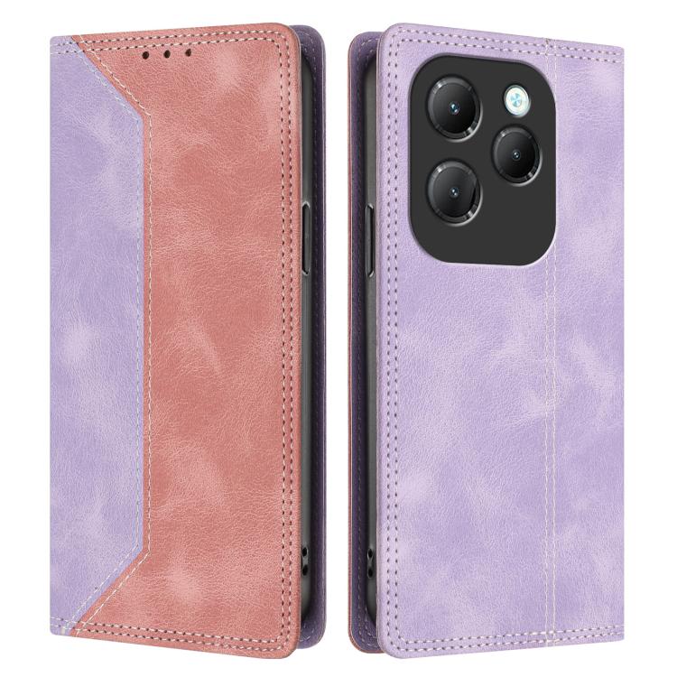 For Infinix Hot 40 / 40 Pro Skin Feel Two-tone RFID Blocking Vegan Leather Phone Case