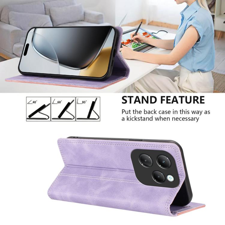 For Infinix Hot 40 / 40 Pro Skin Feel Two-tone RFID Blocking Vegan Leather Phone Case