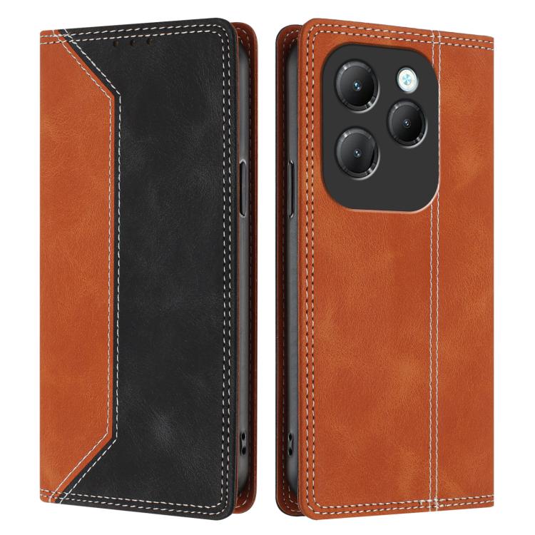 For Infinix Hot 40 / 40 Pro Skin Feel Two-tone RFID Blocking Vegan Leather Phone Case