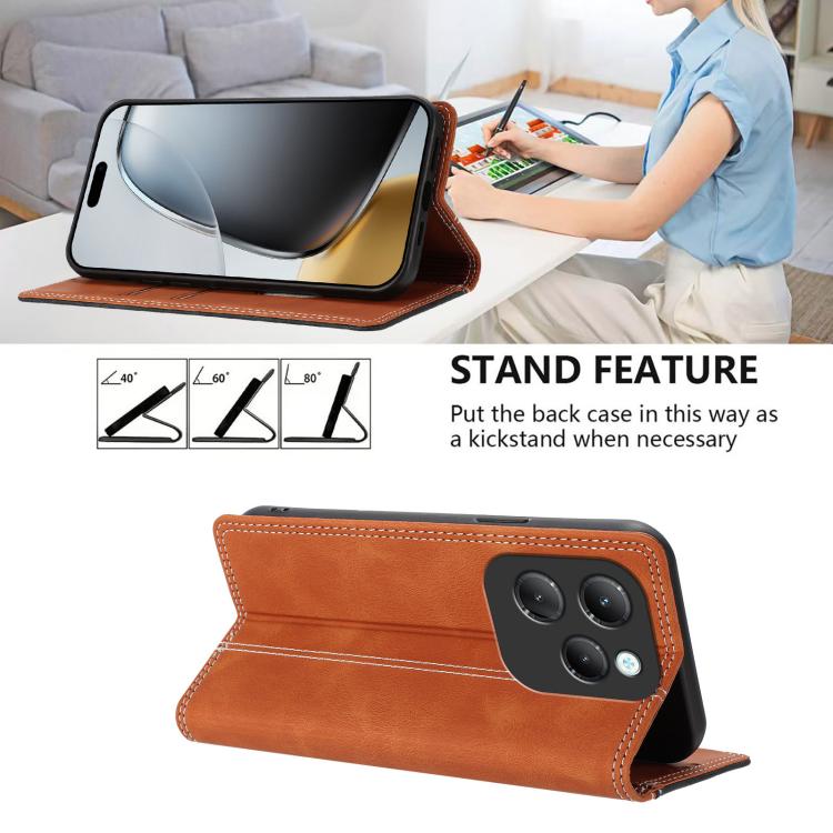 For Infinix Hot 40 / 40 Pro Skin Feel Two-tone RFID Blocking Vegan Leather Phone Case