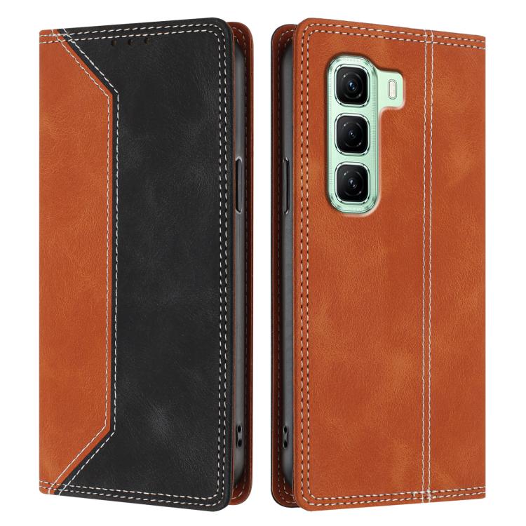 For Infinix Hot 50 4G Skin Feel Two-tone RFID Blocking Vegan Leather Phone Case