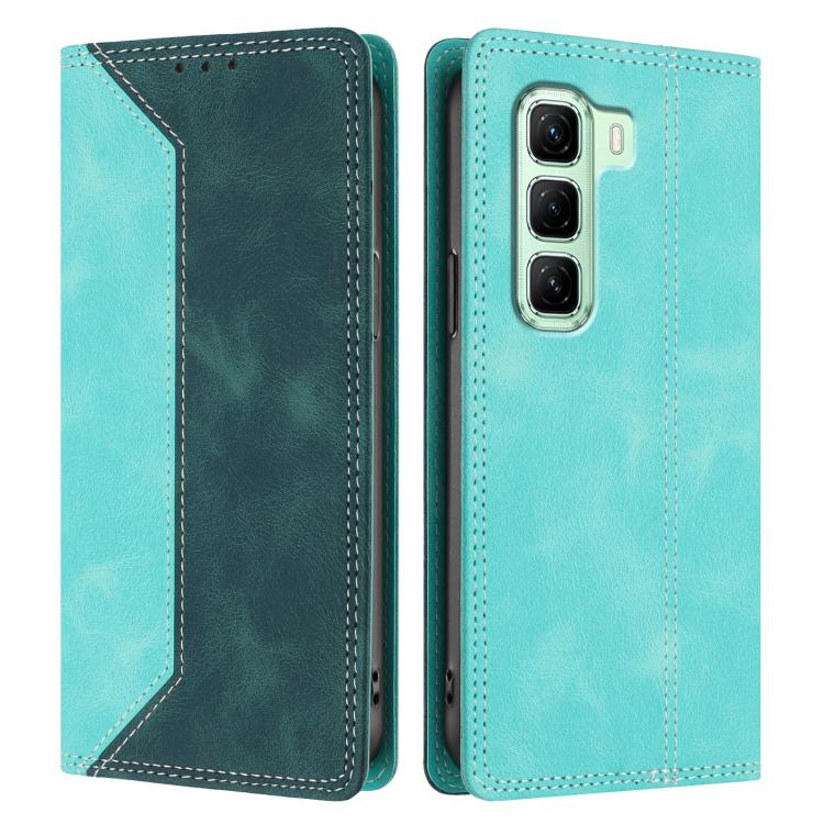 For Infinix Hot 50 5G Skin Feel Two-tone RFID Blocking Vegan Leather Phone Case