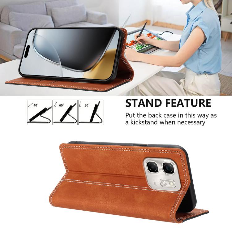 For Infinix Hot 50i 4G Skin Feel Two-tone RFID Blocking Vegan Leather Phone Case