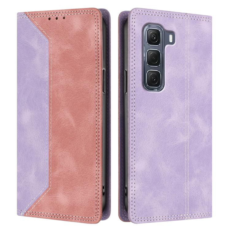 For Infinix Hot 60 Pro+ Skin Feel Two-tone RFID Blocking Vegan Leather Phone Case