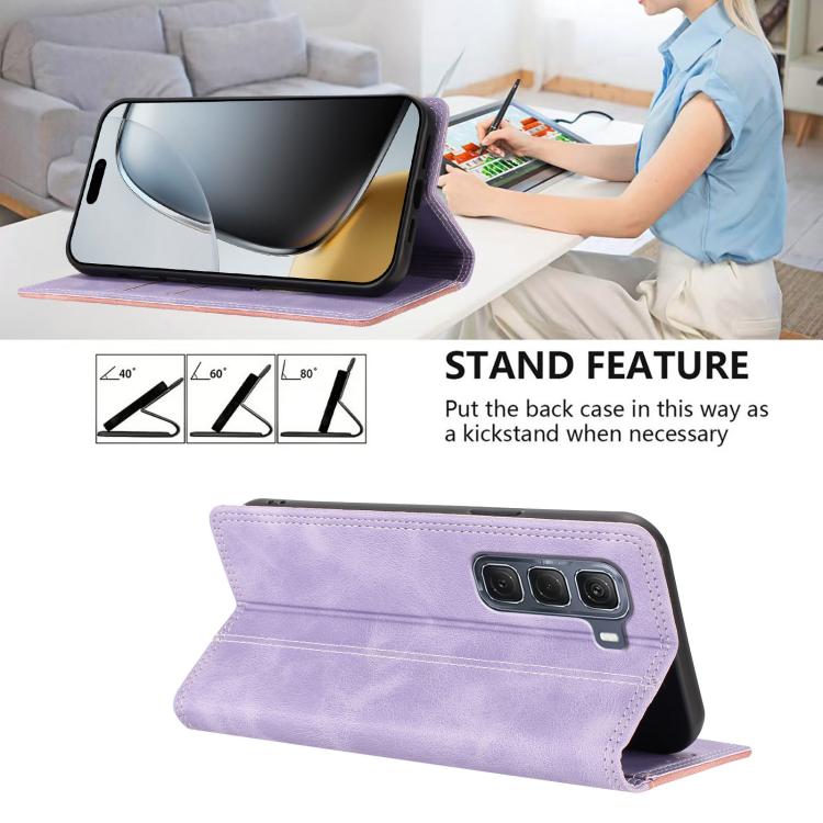 For Infinix Hot 60 Pro+ Skin Feel Two-tone RFID Blocking Vegan Leather Phone Case