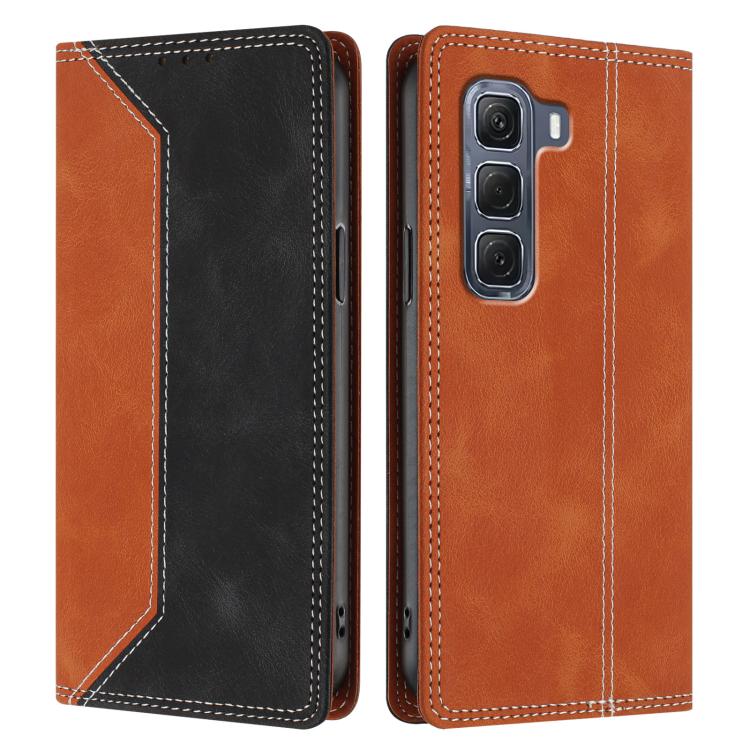 For Infinix Hot 60 Pro+ Skin Feel Two-tone RFID Blocking Vegan Leather Phone Case