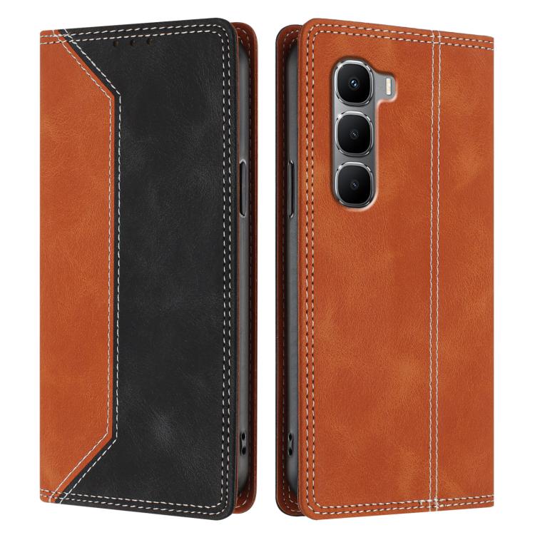 For Infinix Hot 60 4G / 60i 4G Skin Feel Two-tone RFID Blocking Vegan Leather Phone Case