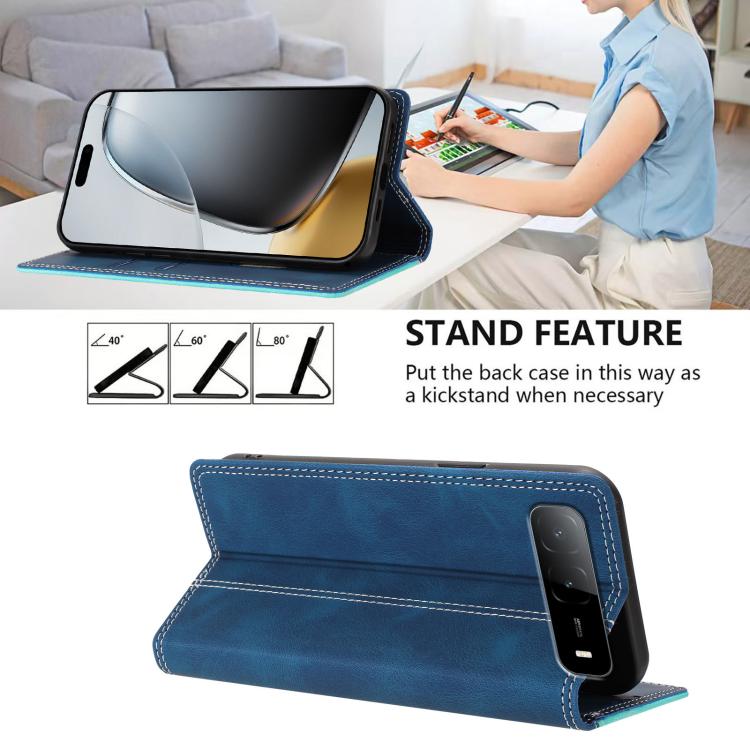 For Infinix Hot 60i 5G Skin Feel Two-tone RFID Blocking Vegan Leather Phone Case