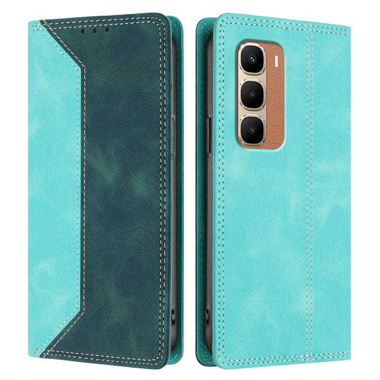 For Infinix Hot 70 4G Skin Feel Two-tone RFID Blocking Vegan Leather Phone Case
