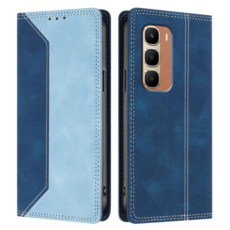 For Infinix Hot 70 4G Skin Feel Two-tone RFID Blocking Vegan Leather Phone Case