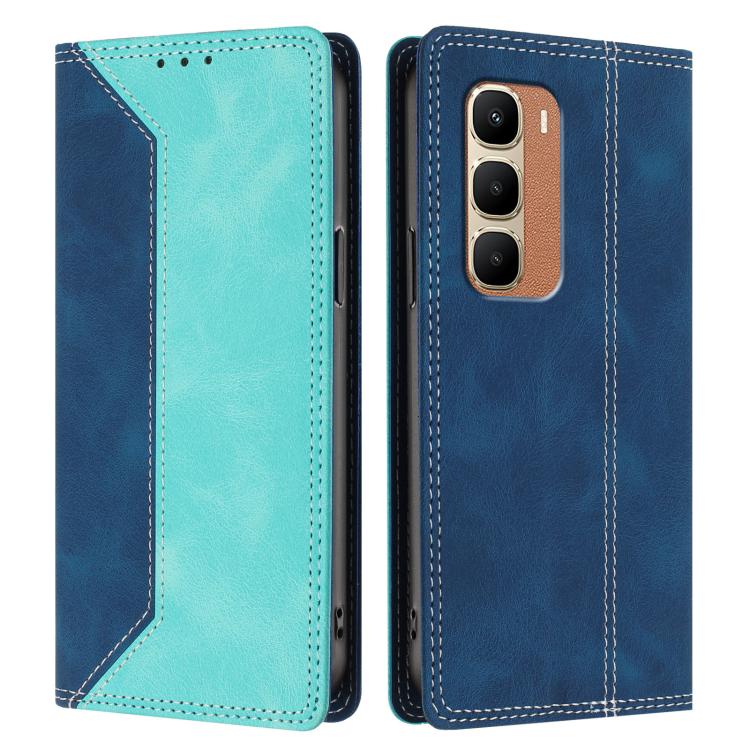 For Infinix Hot 70 4G Skin Feel Two-tone RFID Blocking Vegan Leather Phone Case