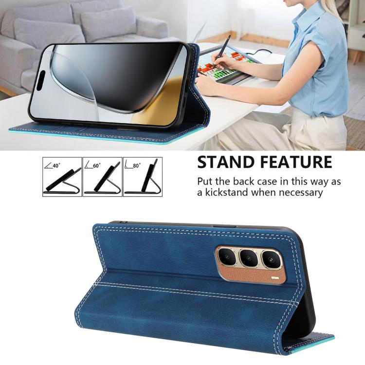 For Infinix Hot 70 4G Skin Feel Two-tone RFID Blocking Vegan Leather Phone Case