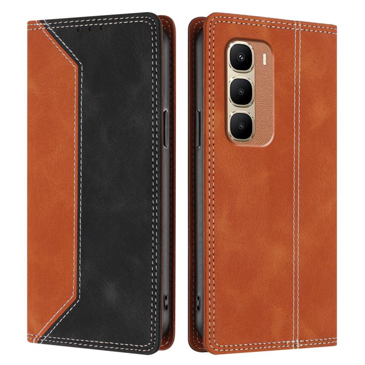 For Infinix Hot 70 4G Skin Feel Two-tone RFID Blocking Vegan Leather Phone Case