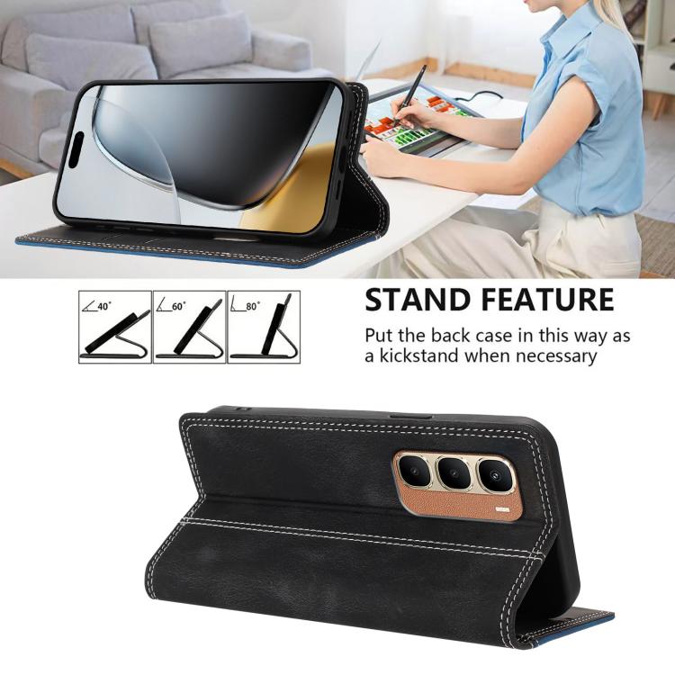 For Infinix Hot 70 4G Skin Feel Two-tone RFID Blocking Vegan Leather Phone Case