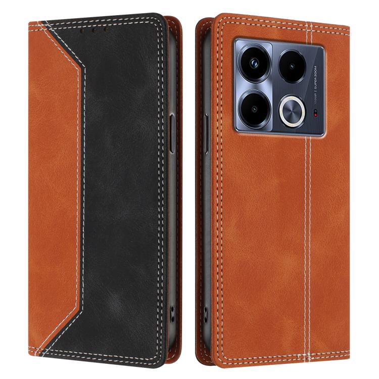 For Infinix Note 40 4G Skin Feel Two-tone RFID Blocking Vegan Leather Phone Case