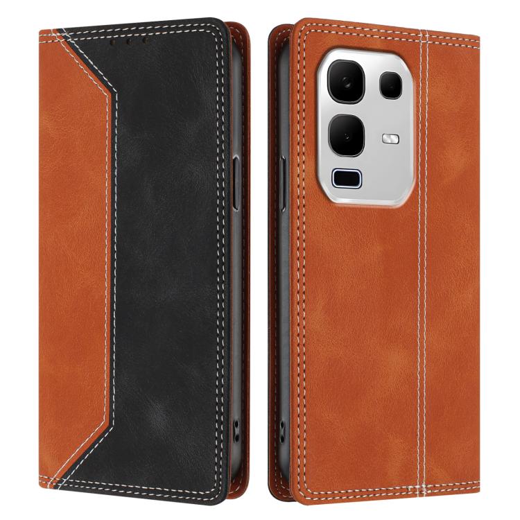 For Infinix Note 50x 5G Skin Feel Two-tone RFID Blocking Vegan Leather Phone Case