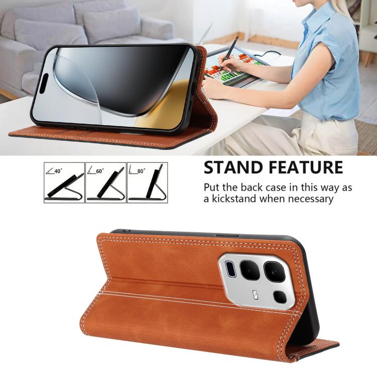 For Infinix Note 50x 5G Skin Feel Two-tone RFID Blocking Vegan Leather Phone Case