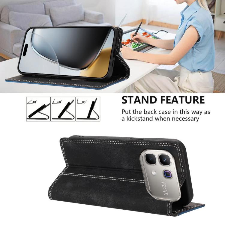 For Infinix Note 60 / 60 Pro 5G Skin Feel Two-tone RFID Blocking Vegan Leather Phone Case