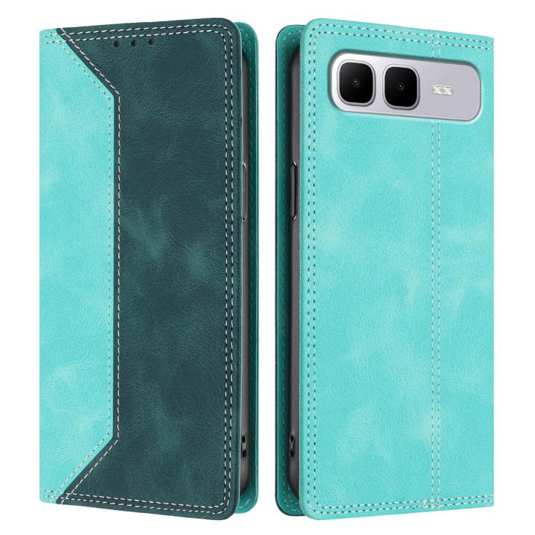 For Infinix Smart 10 Plus Skin Feel Two-tone RFID Blocking Vegan Leather Phone Case