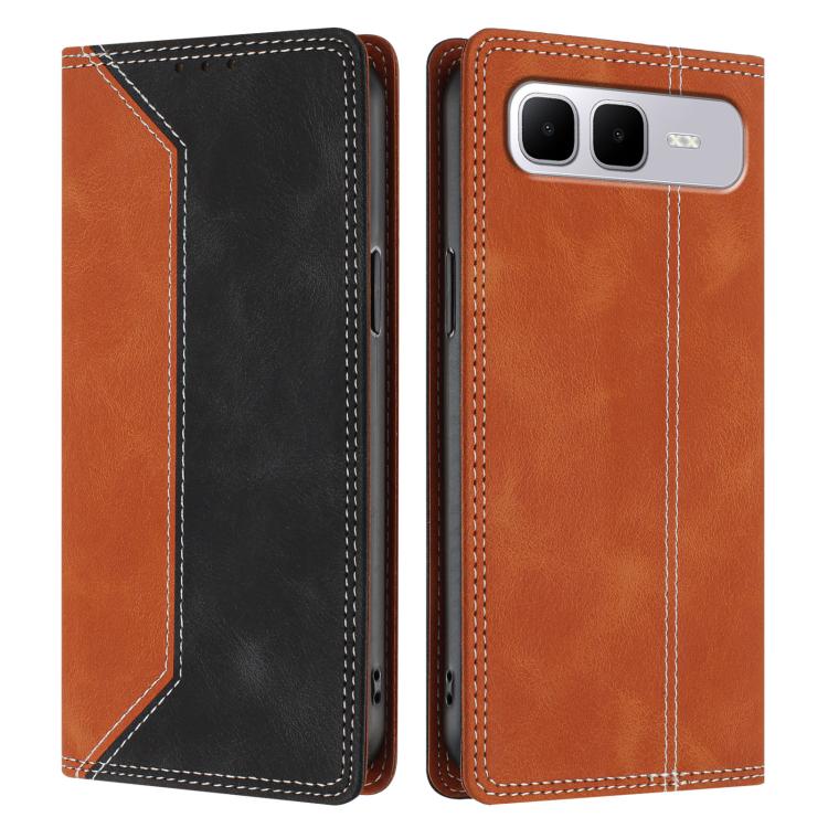 For Infinix Smart 10 Plus Skin Feel Two-tone RFID Blocking Vegan Leather Phone Case