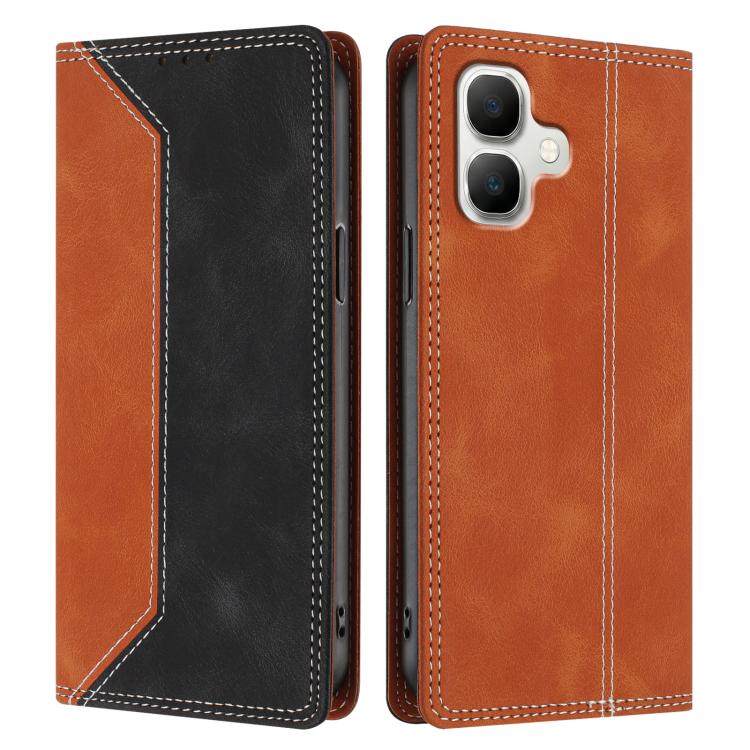 For Infinix Smart 20 4G Skin Feel Two-tone RFID Blocking Vegan Leather Phone Case