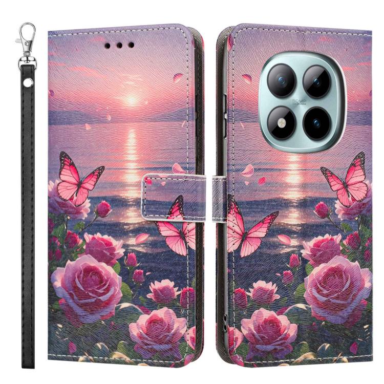 For Poco M8 Pro 5G Painted Pattern Vegan Leather Phone Case with Strap