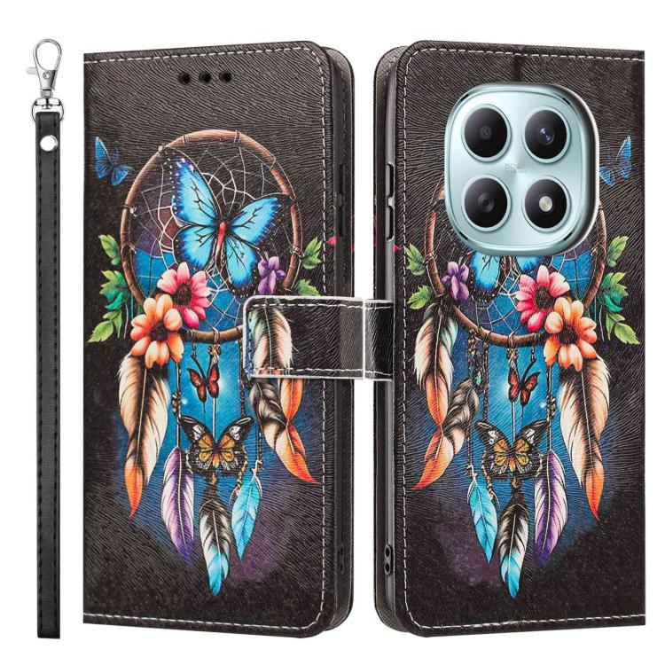 For Poco M8 5G Painted Pattern Vegan Leather Phone Case with Strap