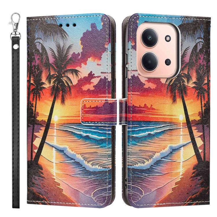 For Poco C85 5G Painted Pattern Vegan Leather Phone Case with Strap