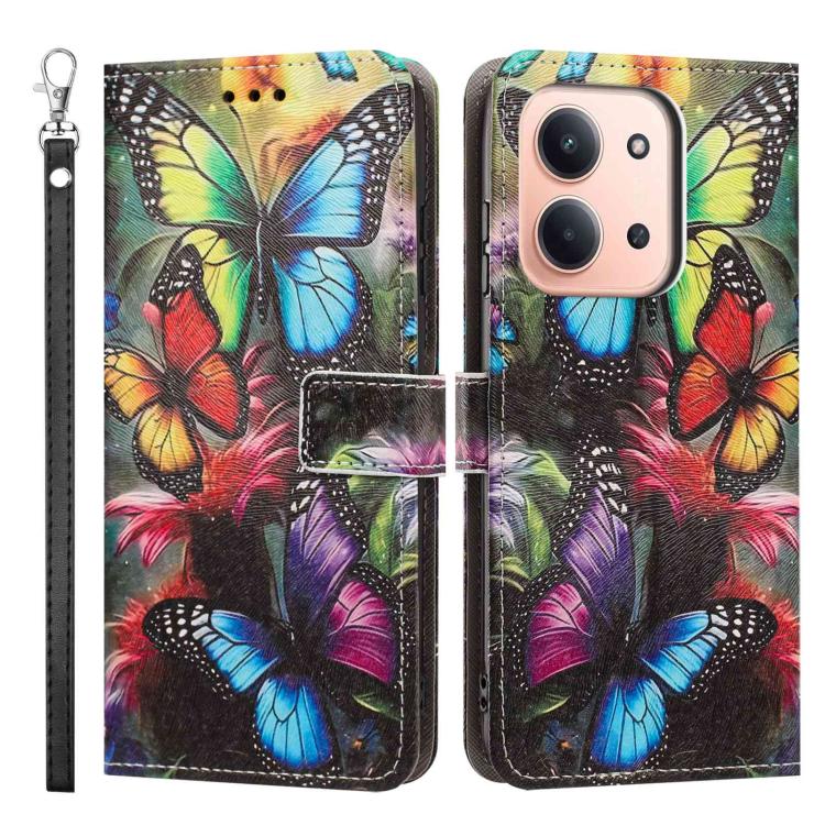 For Poco C85 5G Painted Pattern Vegan Leather Phone Case with Strap