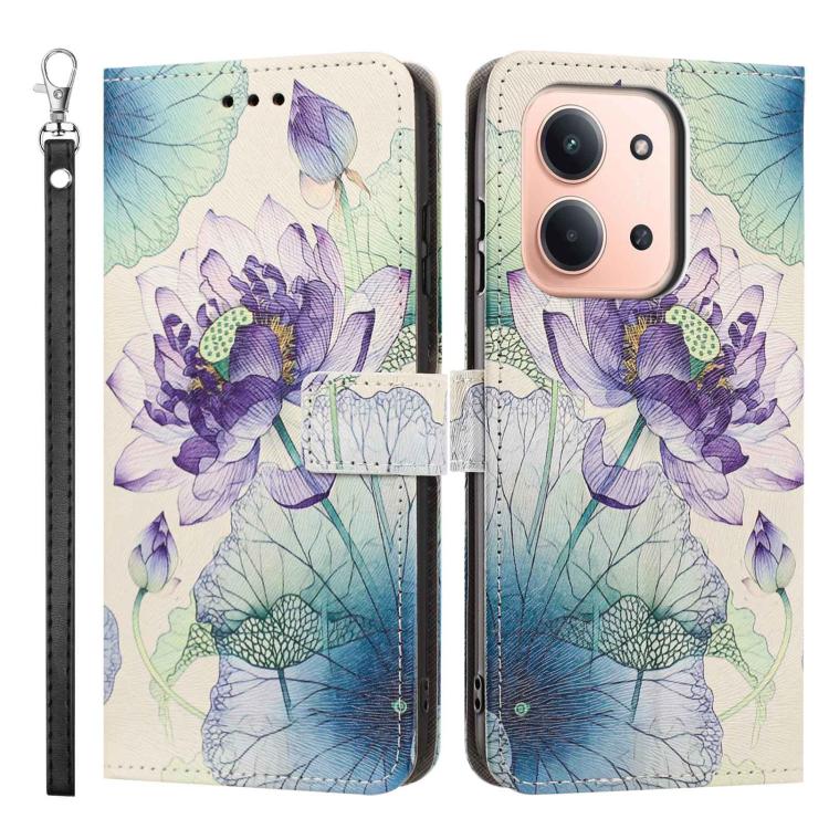 For Poco C85 5G Painted Pattern Vegan Leather Phone Case with Strap