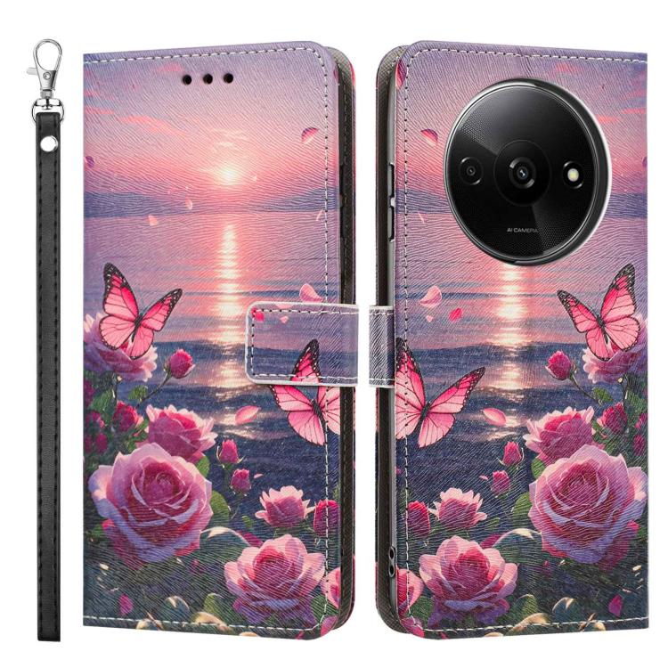 For Poco C61 4G Global Painted Pattern Vegan Leather Phone Case with Strap