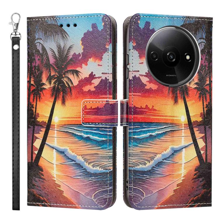 For Poco C61 4G Global Painted Pattern Vegan Leather Phone Case with Strap