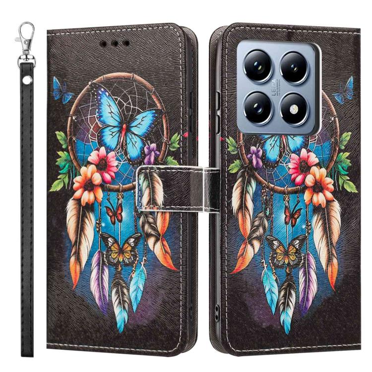For Xiaomi 14T Pro Painted Pattern Vegan Leather Phone Case with Strap