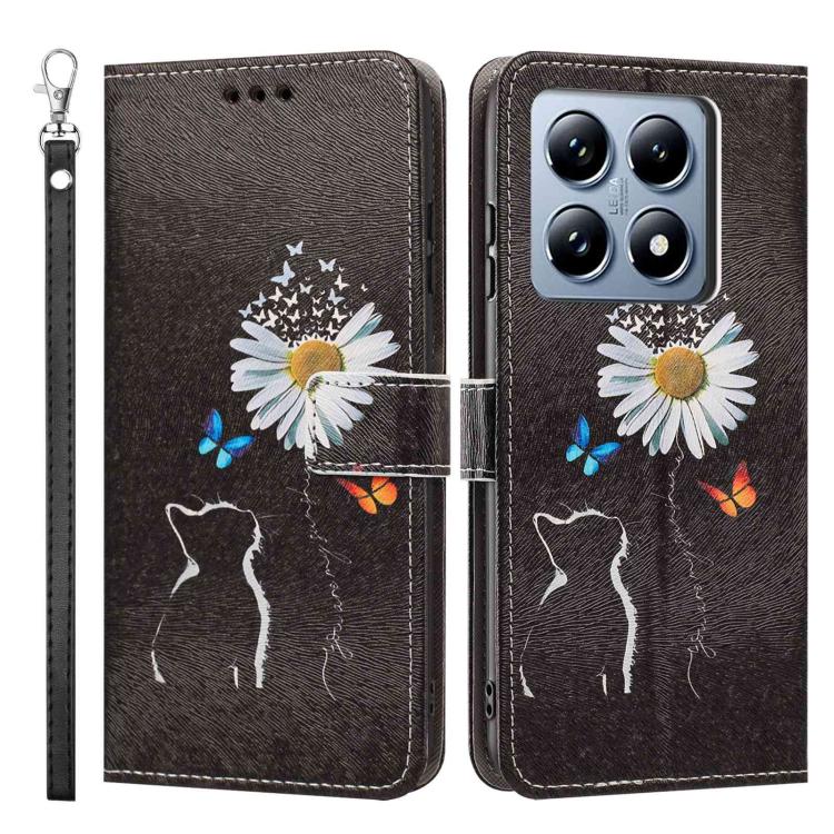 For Xiaomi 14T Global Painted Pattern Vegan Leather Phone Case with Strap